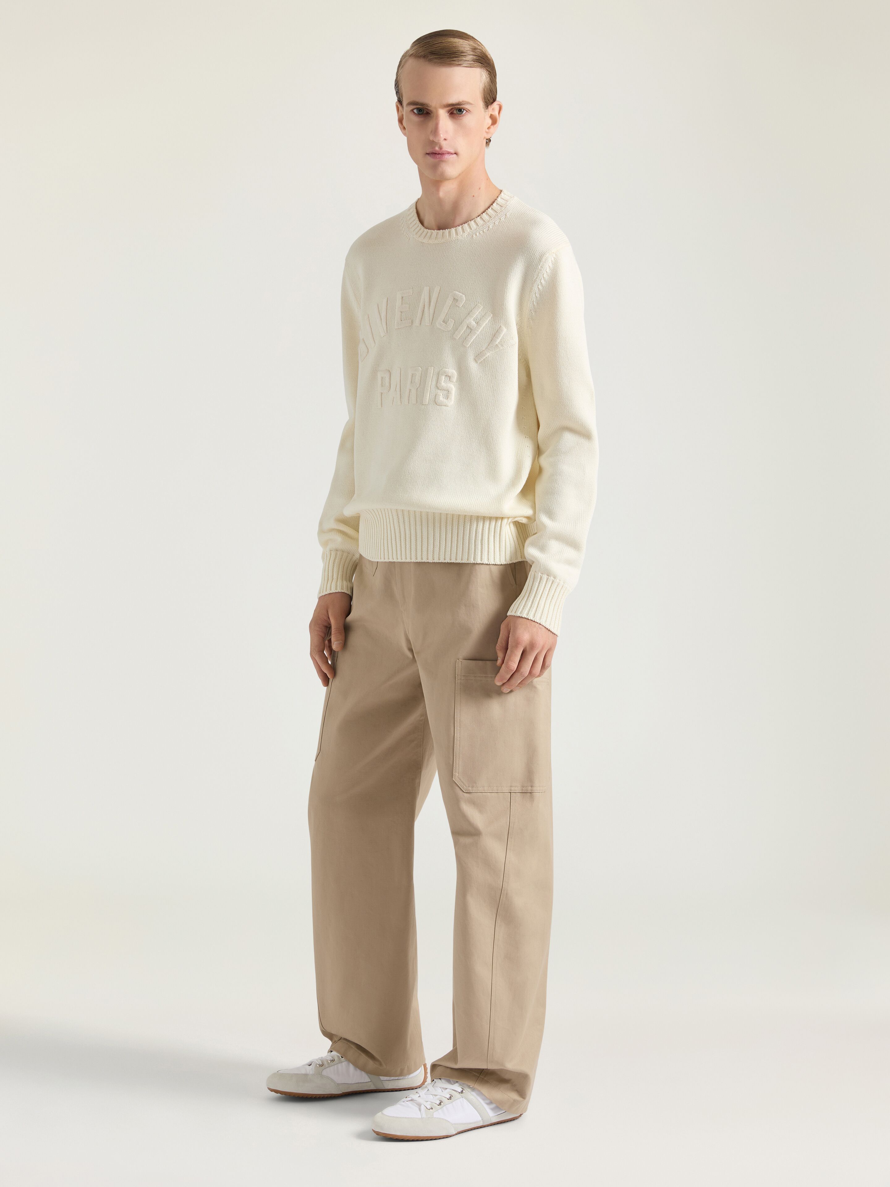 Sweater in cotton knit with GIVENCHY Paris embroidery